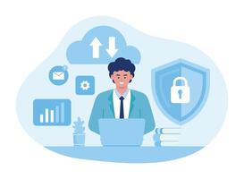 personal data security cyber data security online concept flat illustration vector