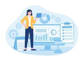 timing and project scheduling concept flat illustration vector