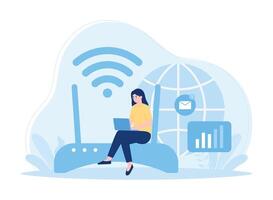 advertising access to a global network concept flat illustration vector