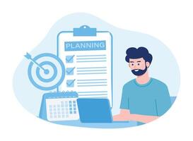 negocio planificación objetivos negocio flujo de trabajo hora administración concepto plano ilustración vector