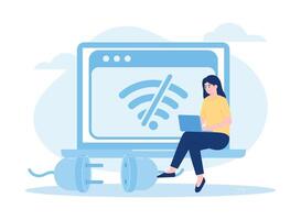 network troubleshooting on a computer concept flat illustration vector