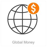 global dinero y moneda icono concepto vector