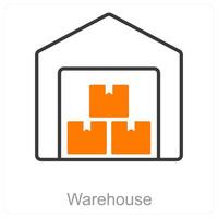 Warehouse and boxes icon concept vector