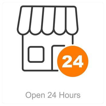 Open 24 Hours and open icon concept vector