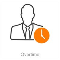 Overtime and clock icon concept vector