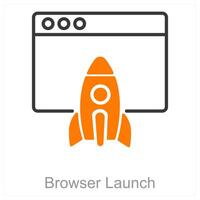 Browser Launch and launch icon concept vector