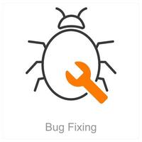Bug Fixing and debug icon concept vector