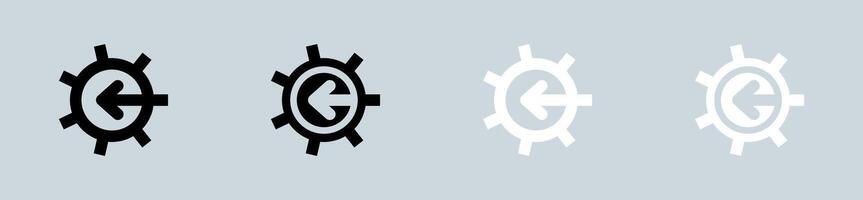 System icon set in black and white. Configuration signs illustration. vector