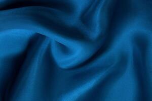 Dark Blue Fabric Texture, Crumpled Silk and Linen Pattern for Background and Design photo