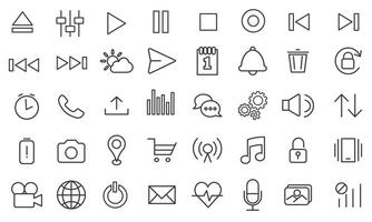 Icons are always needed. Music and image settings interface. Set of linear icons. vector