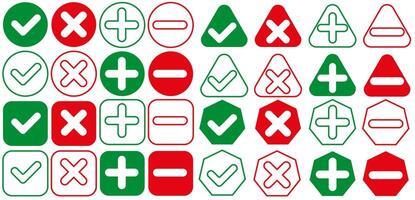 A set of ticks in different forms. Buttons for voting, selection of elections. OK mark and X icon. vector