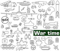 Set of military icons. illustration. All for war. EPS 10. vector