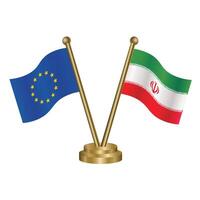 European Union and Iran table flags. vector