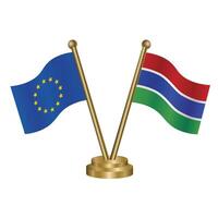 europeo Unión y Gambia mesa banderas vector