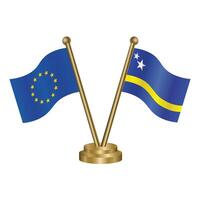 European Union and uracao table flags. vector