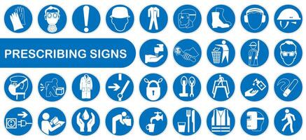 Danger warning signs. Signs indicating correct actions. Directional signs. vector