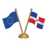europeo Unión y dominicano república mesa banderas vector