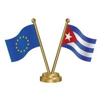 European Union and Cuba table flags. vector