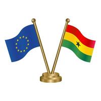 europeo Unión y Ghana mesa banderas vector