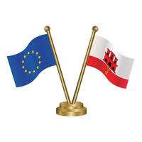 European Union and Gibraltar table flags. vector