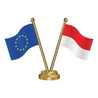 europeo Unión y Indonesia mesa banderas vector