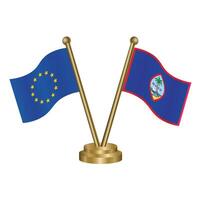 European Union and Guam table flags. vector