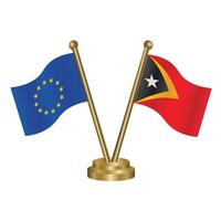 europeo Unión y este Timor mesa banderas vector