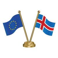 europeo Unión y Islandia mesa banderas vector