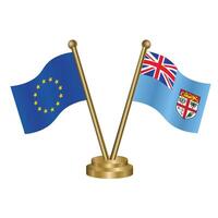 European Union and Fiji table flags. vector