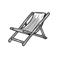 beach umbrella silhouette - beach chair Outline Illustration in black and white vector