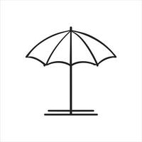 Beach Umbrella - beach chair Outline Illustration in black and white vector