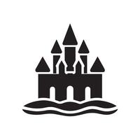 Sandcastle illustration in black and white vector