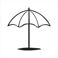 Beach Umbrella - beach chair Outline Illustration in black and white vector