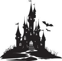 Halloween Castle Silhouette Illustration White Background vector