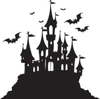 Halloween Castle Silhouette Illustration White Background vector