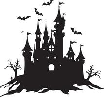 Halloween Castle Silhouette Illustration White Background vector