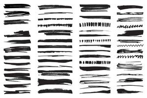 Permanent marker lines for underlining and highlight. Black marker stroke collection. vector