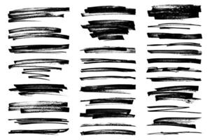 Permanent marker lines for underlining and highlight. Black marker stroke collection. vector