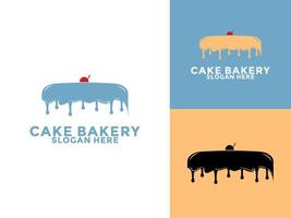 elegant cake with cream and cherry logo , cake bakery logo template vector