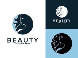 mujer cara hermosa logo diseño ilustración. creativo resumen concepto belleza logo diseño modelo vector
