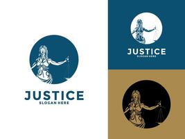 Lady Law Icon , Lady law with a sword of justice and weights in her hands logo template vector