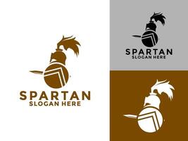 espartano casco con proteger y espada logo diseño plantilla, espartano identidad logo icono ilustración vector