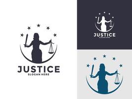 Lady Law Icon , Lady law with a sword of justice and weights in her hands logo template vector