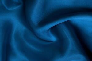 Dark Blue Fabric Texture, Crumpled Silk and Linen Pattern for Background and Design photo