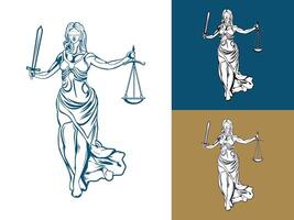 Lady Law Icon , Lady law with a sword of justice and weights in her hands logo template vector