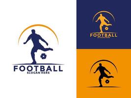 soccer football logo , soccer football with player and ball logo design template vector
