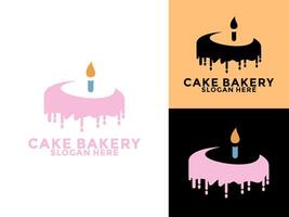 elegant cake with cream and cherry logo , cake bakery logo template vector