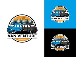 van logo design, camper van logo, emblems and badges. Recreational vehicle illustration. vector