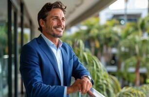Man Wearing Blue Suit and White Shirt photo