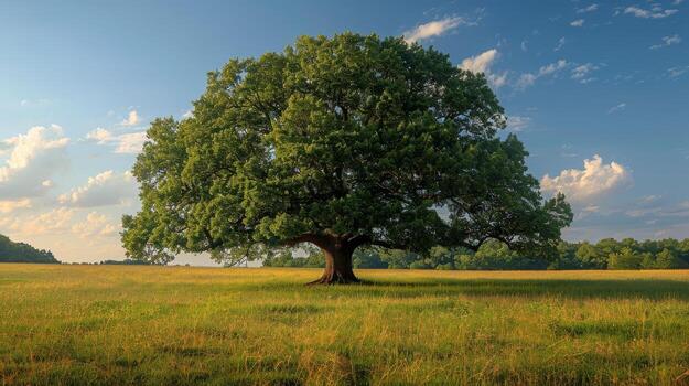 Lone Tree in Field With Mountains in Background photo